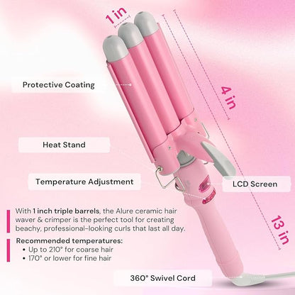 Alure Three Barrel Curling Iron Wand Hair Waver - Image 6