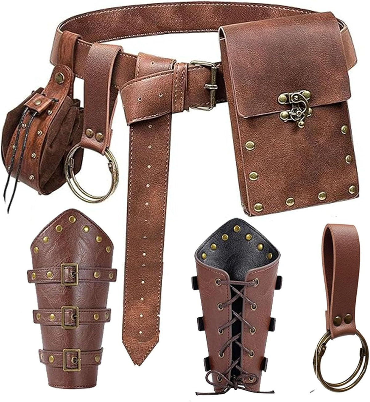 Renaissance Belt Pouch Purse Viking Bracer Hook Halloween Set Medieval Festiv...