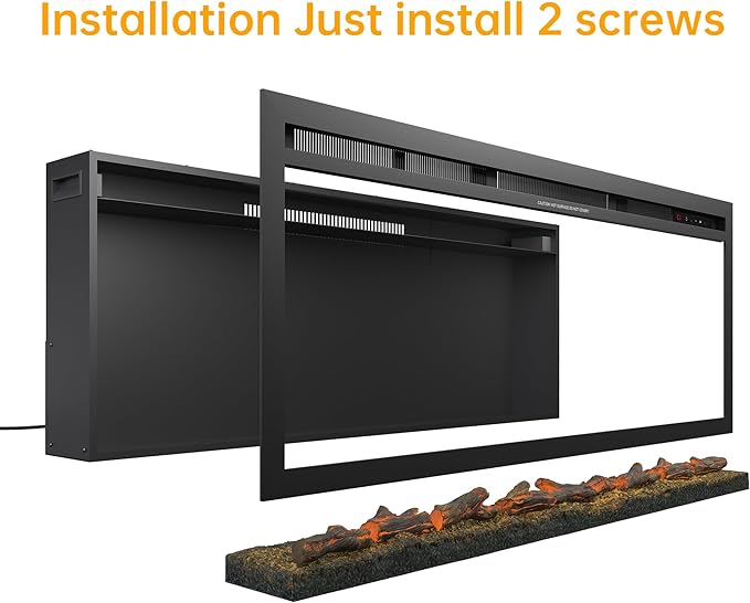 50" Electric Fireplace, Ultra-Thin Recessed/Wall Mounted Electric Fireplace - Image 7