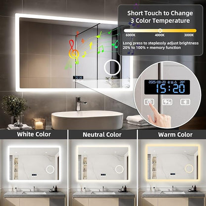 LUVODI Bathroom Mirror LED Lighted: 40x24 inch Rectangle Makeup Vanity - Image 6