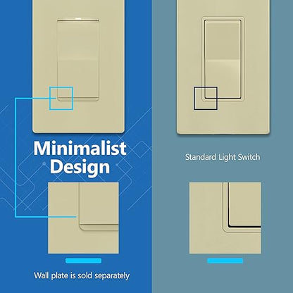 LIDER Minimalist Design Matte Finish Lighted Decorator Switch, Frameless Paddle - Image 4