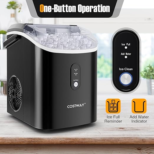 COSTWAY Nugget Countertop Ice Maker, Ready in 6 Mins, 34 lbs/24H, Ice Machine - Image 4