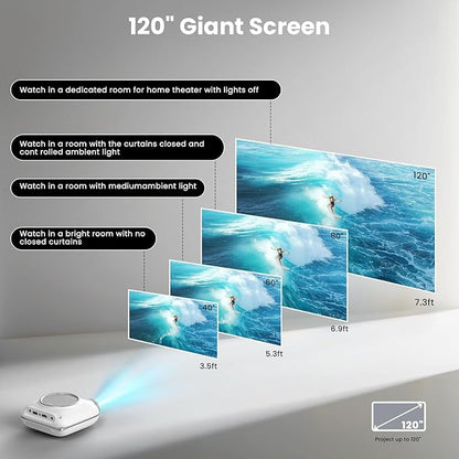HOMPOW Mini Projector with Two -Way Bluetooth, Portable Projector - Image 6