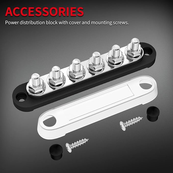 DAIERTEK 12V Bus Bar 6 x 5/16" Terminal Studs 12 Volt Power Distribution Block - Image 4