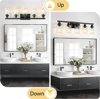 DIKAIDA 5-Light Black Bathroom Vanity Light, Modern Vanity Lighting Fixture - Image 6