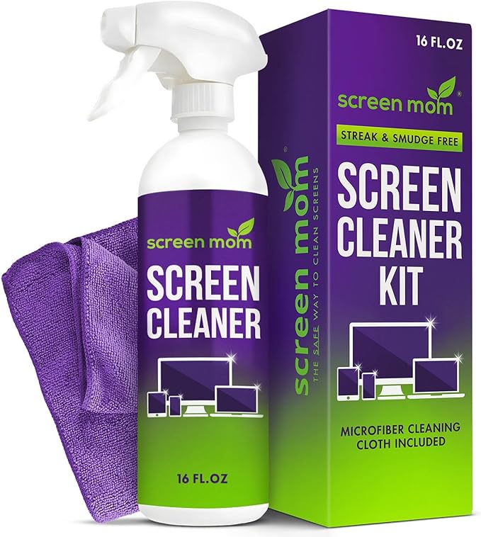 Screen Mom Screen Cleaner Spray and Microfiber Cloth 16oz Screen Cleaner Spray by ScreenMom