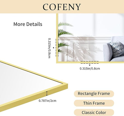 Gold Bathroom Mirror for Wall, 60x36 Inch Rectangle Mirrors - Image 7
