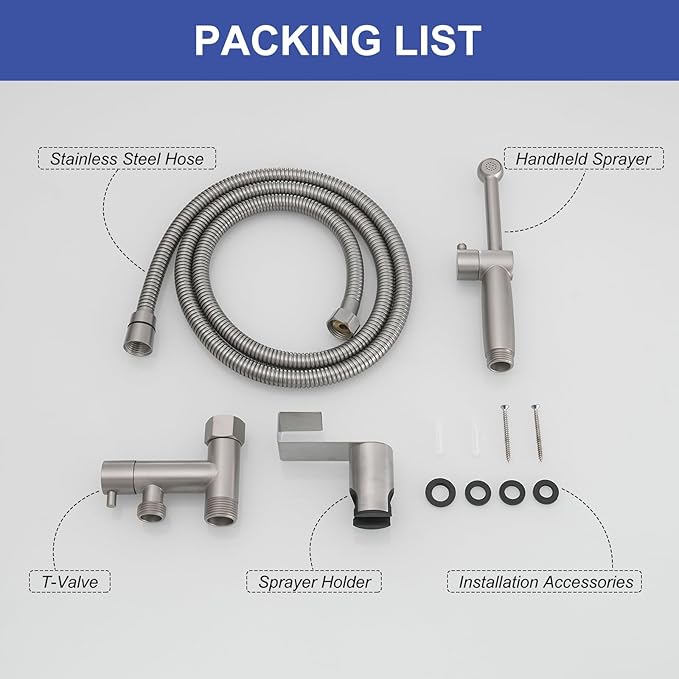 Brushed Nickel Handheld Bidet Sprayer Attachment - Image 5