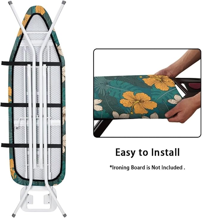 ZCFYGDX Hawaiian Flower Leaf Print Ironing Board Cover Medium, Elastic Edges - Image 4