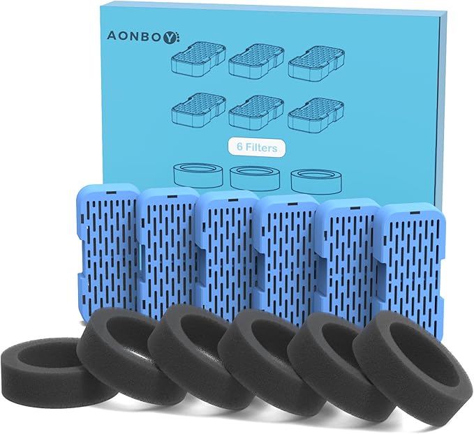 AONBOY Cat Fountain Filters Replacement: 6 Filters + 6 Cat Fountain Sponge by AONBOYPETLIFE