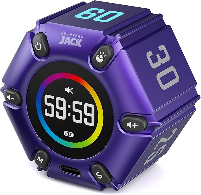 Printers Jack, Productivity Cube Timer, Visual Pomodoro Timer, Mute & Vibration by PrintersJack