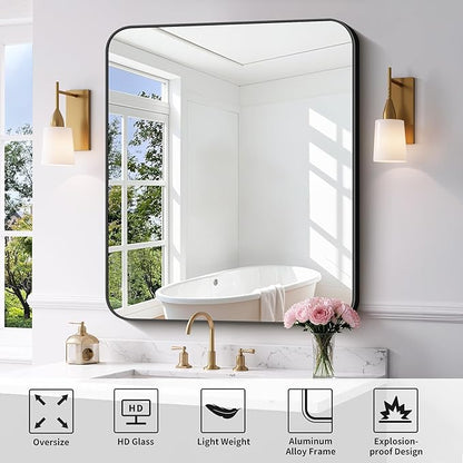 FORBATH Bathroom Mirror 30" x 36", Rectangle Black Bathroom Mirror - Image 5