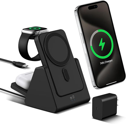 Smtcsl 3-in-1 Wireless Charging Station: Portable 5000mAh Power Bank Charger by Smtcsl