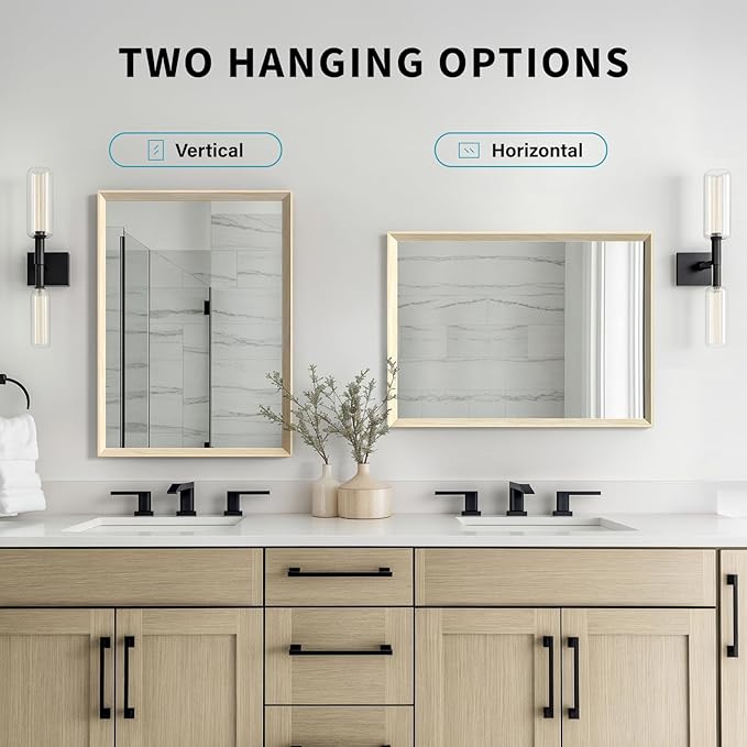 Oak Wood Effect Framed Wall Mirror, 30x48 Rectangle Mirror, Anti-desilvering - Image 7