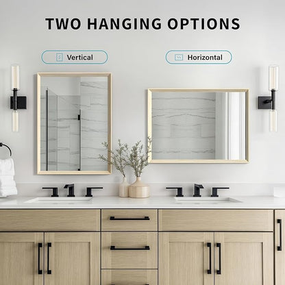 Oak Wood Effect Framed Wall Mirror, 24x36 Rectangle Mirror, 1/8" - Image 5