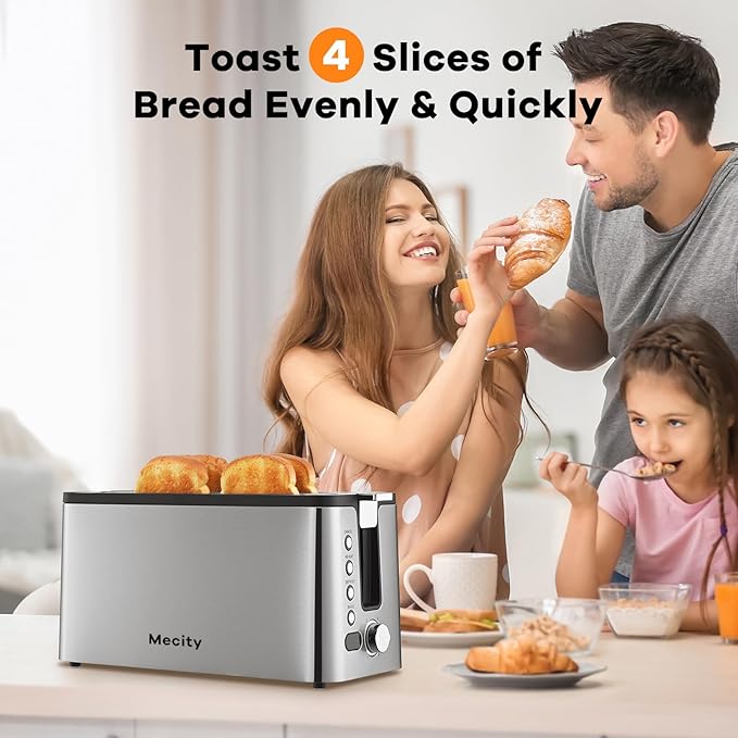 Mecity 4 Slice Toaster, Long Slot Toaster - Image 5