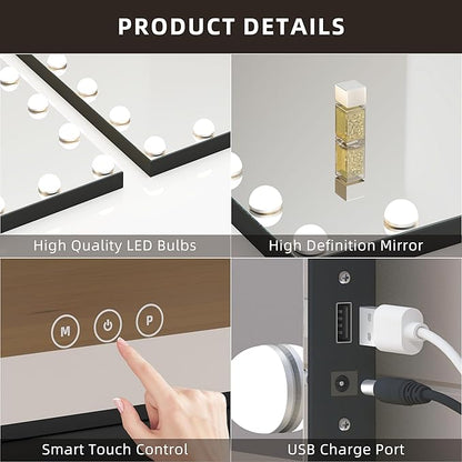 Vanity Mirror with Lights, Makeup Mirror with 17 Dimmable LED Bulbs, 3 Color - Image 7