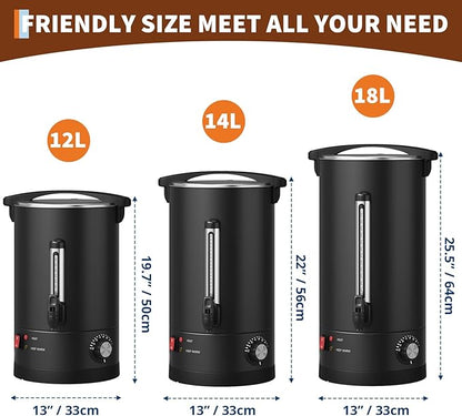 100 Cup Large Coffee Urn with Double Wall Insulation, 14L/3.8 Gallon Stainless - Image 2