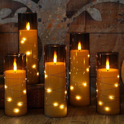 Flameless Candles with Embedded Star String, Battery Operated LED Pillar - Image 4