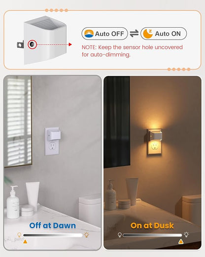 NIORSUN Plug in Night Light, Auto Brightness Sensor Night Light, 3000K Warm - Image 2