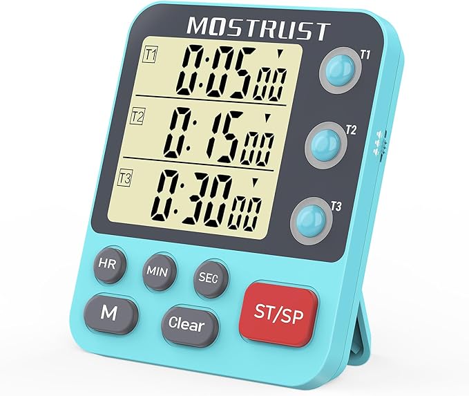 MOSTRUST Digital Dual Kitchen Timer, 3 Channels Countdown Triple Timer by MOSTRUST