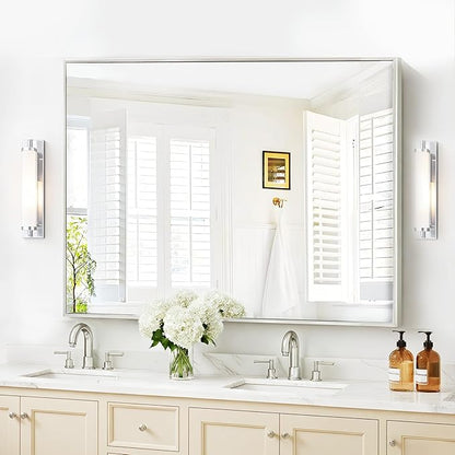 40x48inch Silver Bathroom Mirror, Large Rectangular Wall Mirrors - Image 2