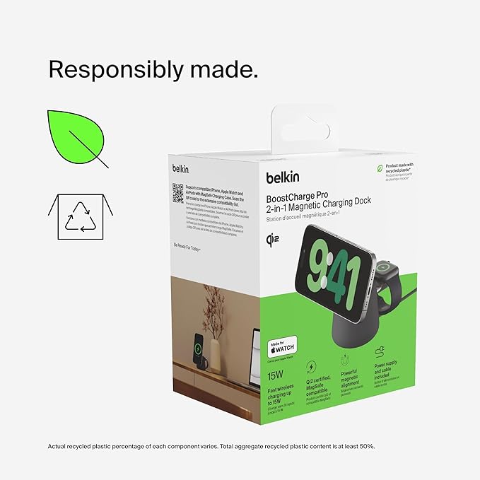 Belkin 2-in-1 Qi2 Wireless Charging Dock 15W Fast Charge iPhone Charger - Image 7