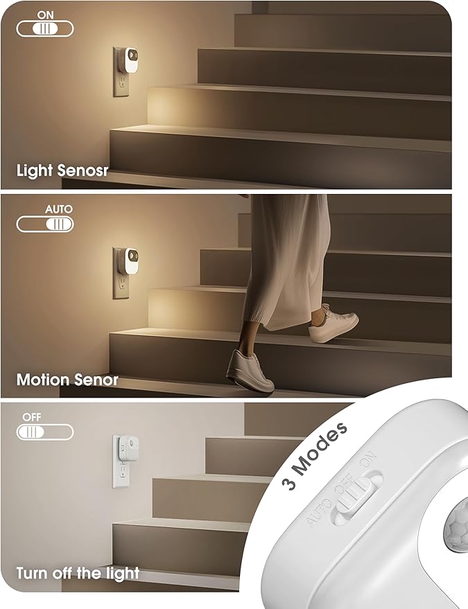 JandCase Motion Sensor Night Light, Night Lights Plug into Wall 2 Pack - Image 3