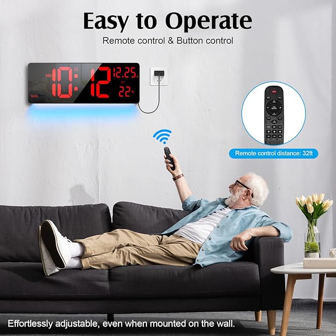 Xflyee 16.5" Large Digital Wall Clock - Image 4