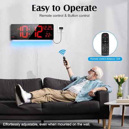 Xflyee 16.5" Large Digital Wall Clock - Image 4