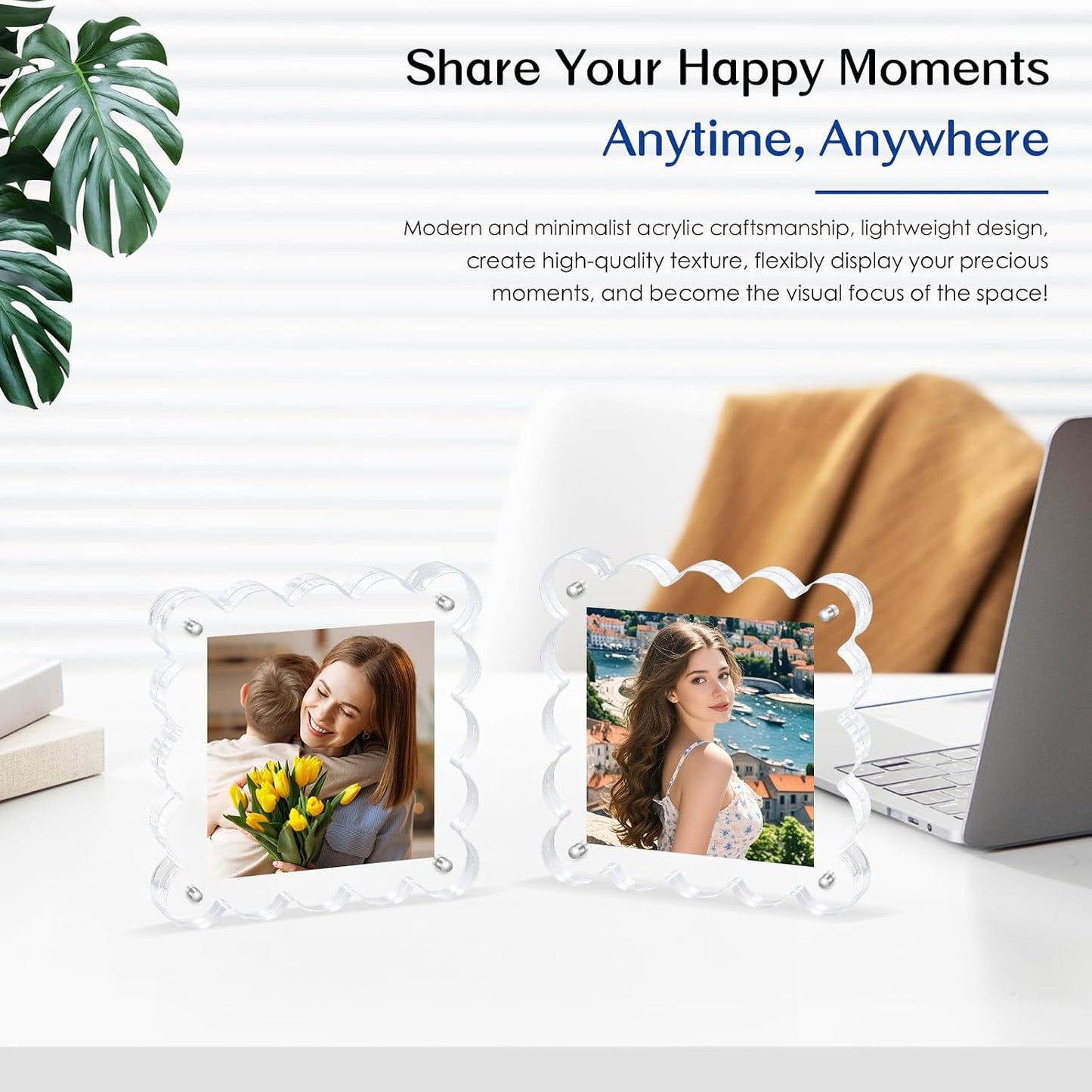 Acrylic Magnetic Picture Frames 4x4-2pack Square Photo Frame