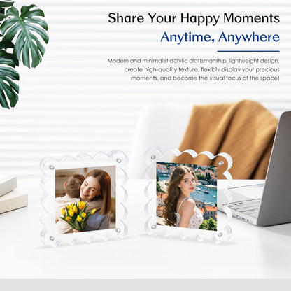 Acrylic Magnetic Picture Frames 4x4-2pack Square Photo Frame