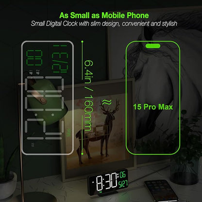KOSUMOSU Digital Clock for Bedroom, 6.7in Black Alarm Clocks for Bedrooms - Image 2