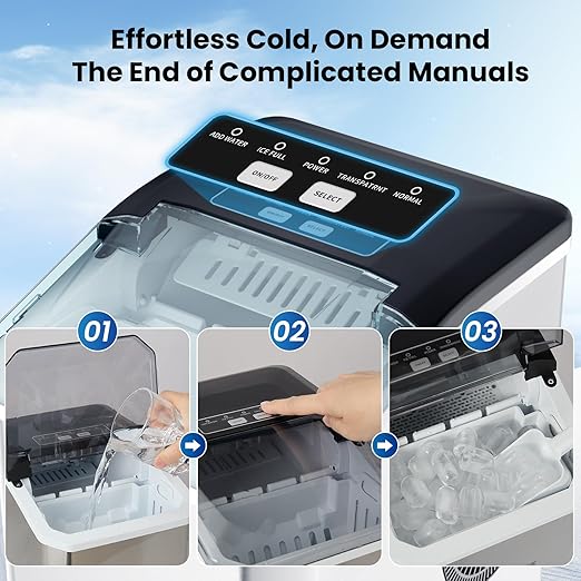 Countertop Ice Maker, 9 Ice Cubes in 10 Minutes, Self-Cleaning Portable Ice - Image 3