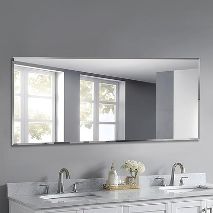 60x28 Inch Bathroom Mirror Frameless Beveled Edge Rectangle Wall Mirror - Image 8