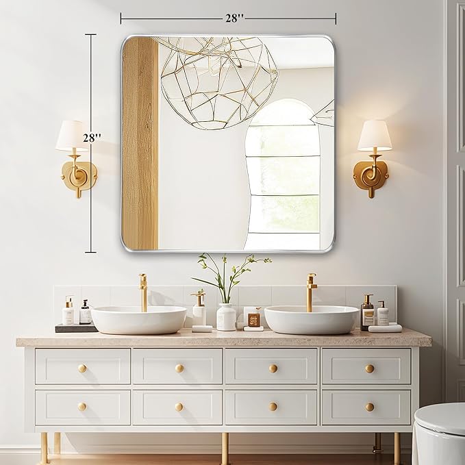 Fabuday Silver Sink Mirror for Bathroom - Image 3