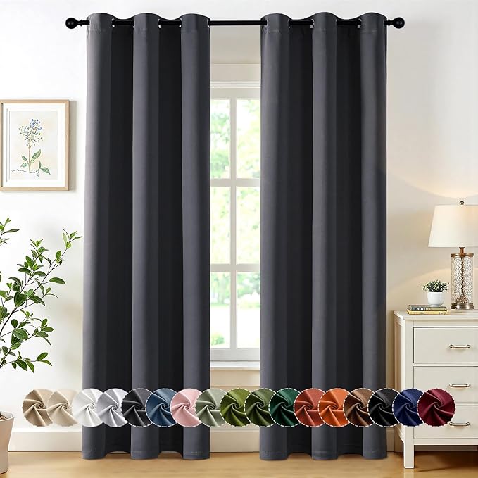 MIULEE Grey Blackout Curtains for Bedroom Living Room 72 Inches Long 2 Panels by MIULEE