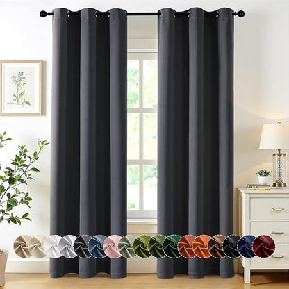 MIULEE Grey Blackout Curtains for Bedroom Living Room 72 Inches Long 2 Panels by MIULEE