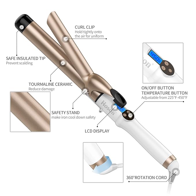 Hoson 1 1/4 Inch Curling Iron Dual Voltage, Ceramic Long Barrel 1.25 Inch Hair - Image 5