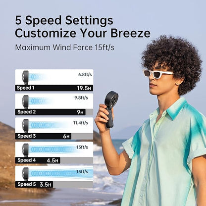 JISULIFE Handheld Fan Life7 – Ultimate Flexibility: High-Power Motor, LED - Image 3