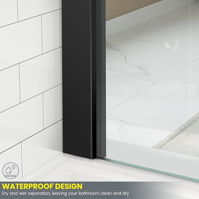 Bathroom Shower Glass Door Panel, 5/16" Thick Clear Tempered Glass Door Screen - Image 4