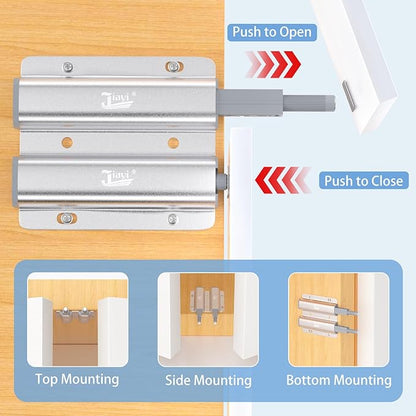 Jiayi Push Catch Metal Heavy Duty 4 Pack Double Push to Open Door Latch Touch - Image 5