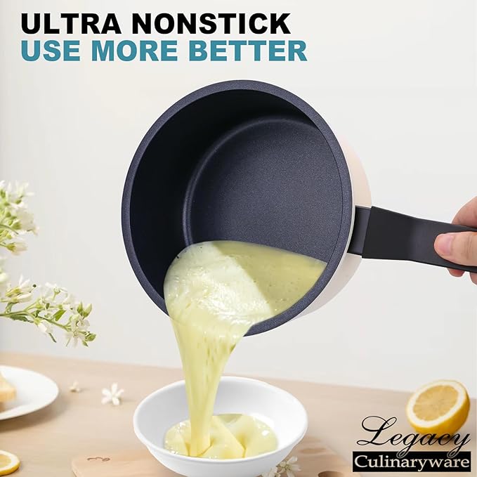 Nonstick Sauce Pan with Lid, 1.5Qt & 2Qt Set, PFOA Free, Kitchen Pots Induction - Image 3