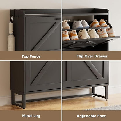 EOYUTLLY Shoe Cabinet Storage for Entryway, Narrow Shoe Rack - Image 6