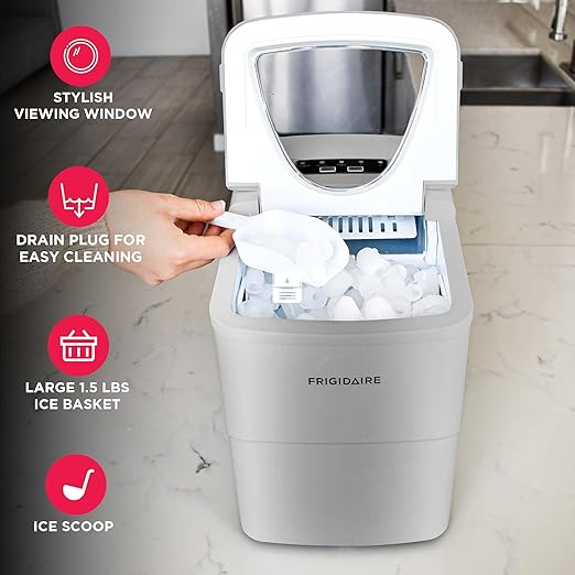 Frigidaire EFIC108-Silver Compact Ice Maker, Counter-top Portable, 26 lb per Day - Image 3