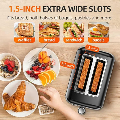 Black Toaster 2 Slice, Extra Wide Slot Toaster - Image 5