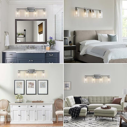 SOPEAS 4 Light Bathroom Light Fixtures, Brushed Nickel Modern Bathroom Vanity - Image 8