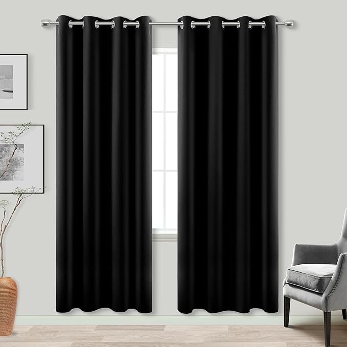 KOUFALL Closet Door Curtain Without Door, Insulated Thermal 78 Inch Long Black by KOUFALL