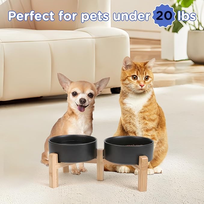 SPUNKYJUNKY Elevated Dog Bowls Ceramic, 5.1'' Dogs and Cat Food Water Bowls - Image 7