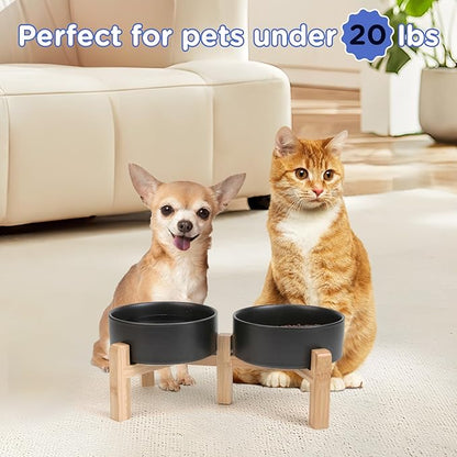 SPUNKYJUNKY Elevated Dog Bowls Ceramic, 5.1'' Dogs and Cat Food Water Bowls - Image 7
